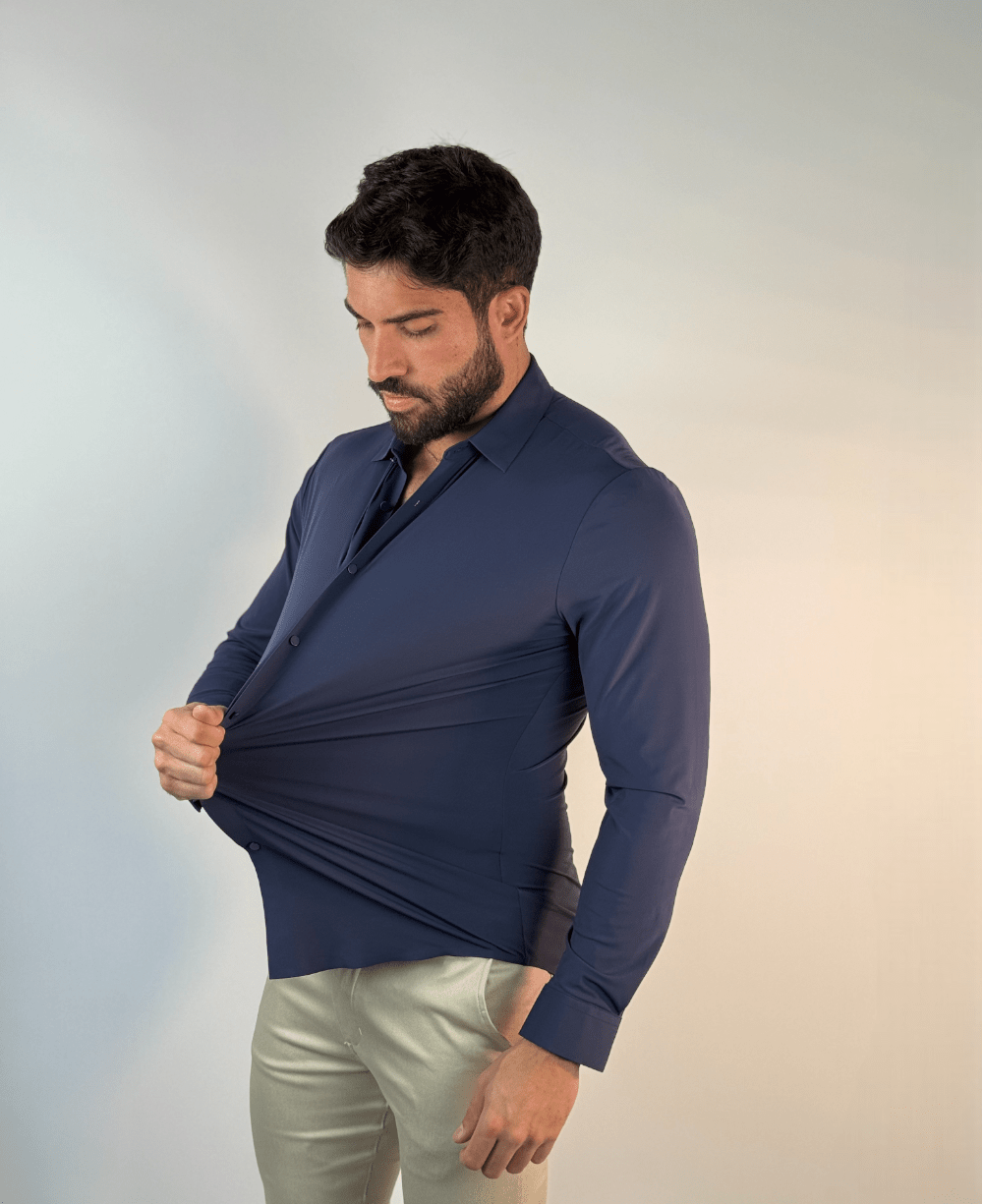 Camisa Manga Longa Tech Poliamida sem Costura Azul Marinho - Per Pochi