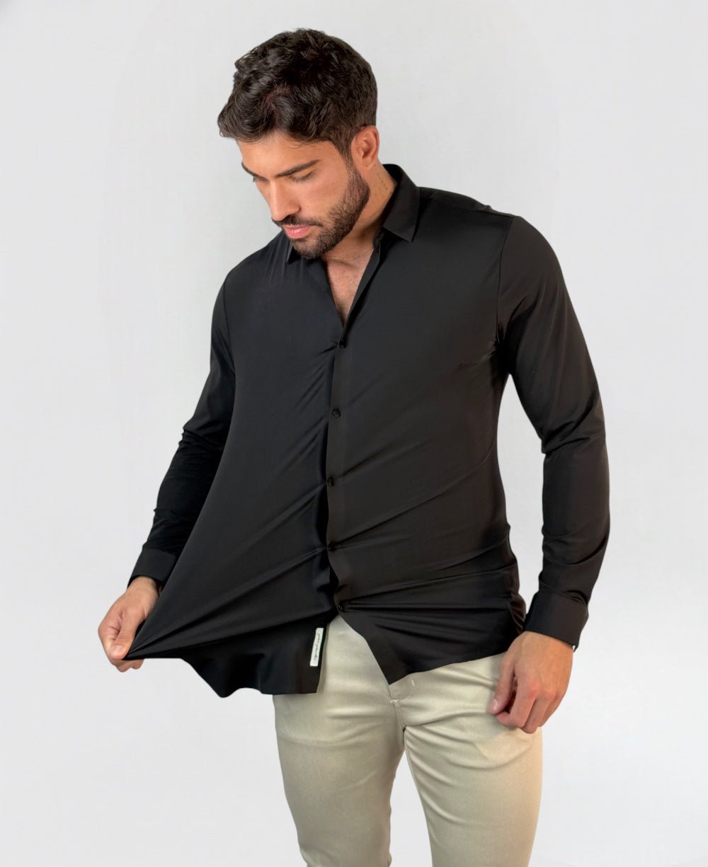 Camisa Manga Longa Tech Poliamida sem Costura Preto - Per Pochi