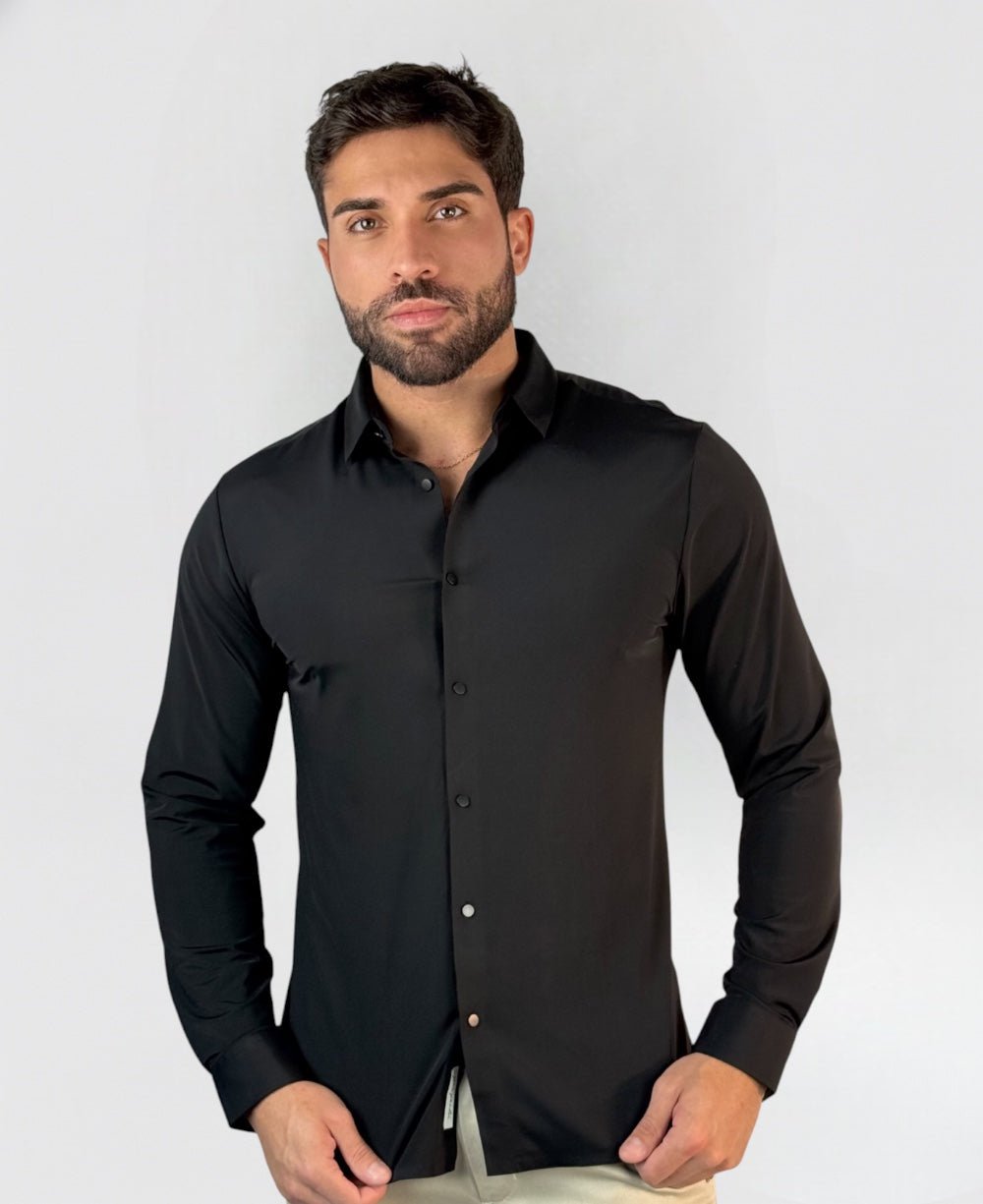 Camisa Manga Longa Tech Poliamida sem Costura Preto - Per Pochi