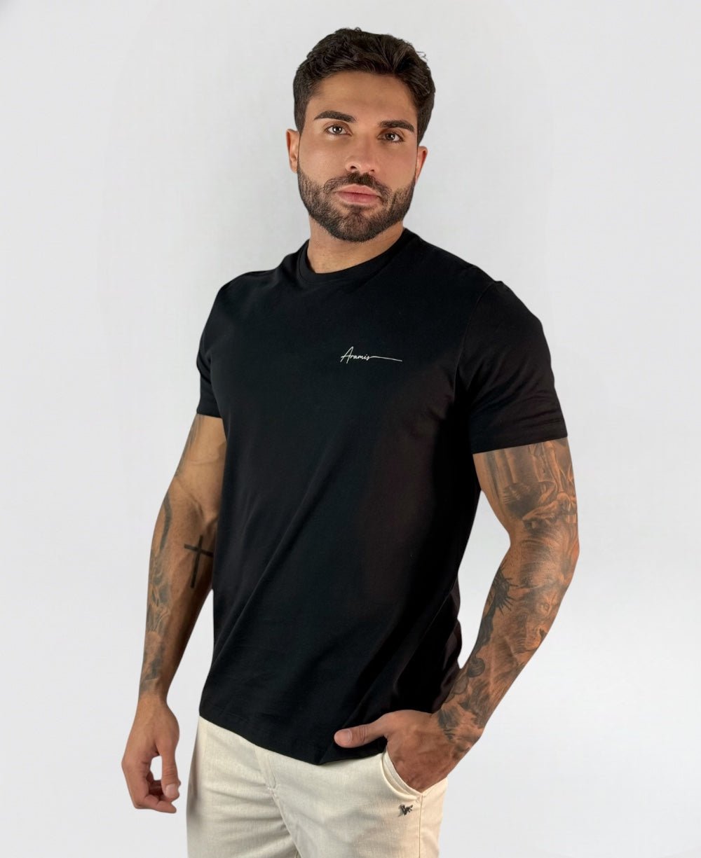 Camiseta Masculina Preto Malha Regular - Aramis