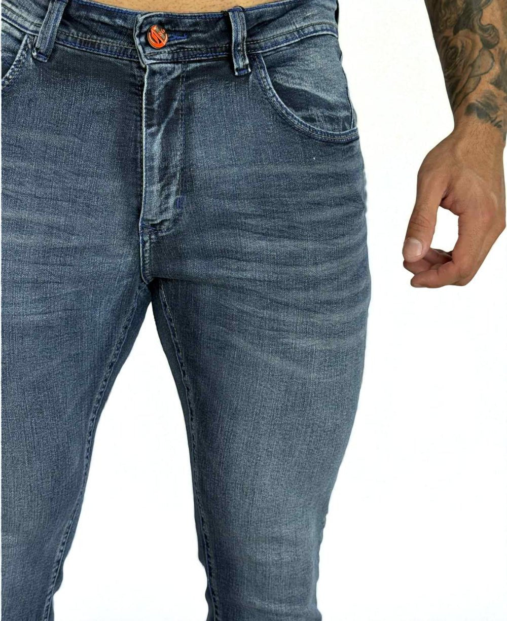 Calça Jeans Azul Pincel Lateral Masculina Skinny- City Denim