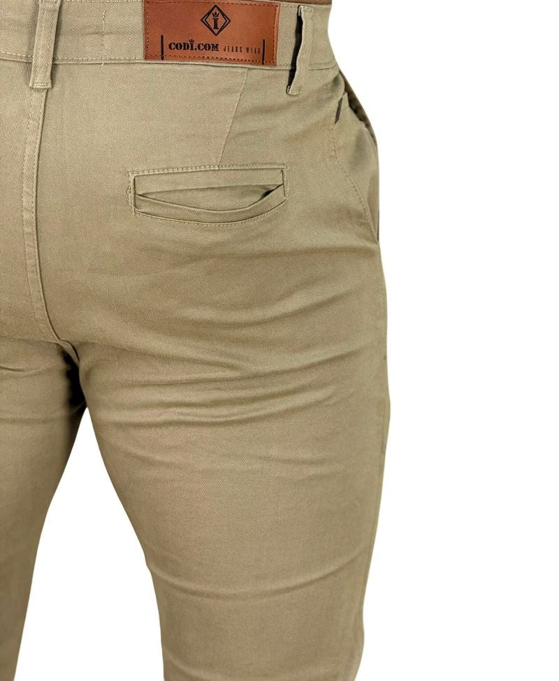 Calça Alfaiataria Sarja Caqui Masculina Super Skinny - Codi Jeans