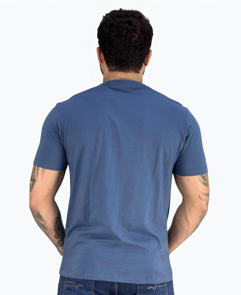 Camiseta Azul Aluminio Masculina Malha Regular - Aramis