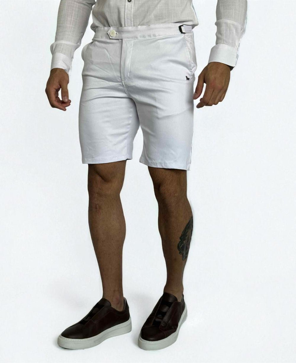 Bermuda Alfaiataria Branca com Regulagem Masculina - Per Pochi