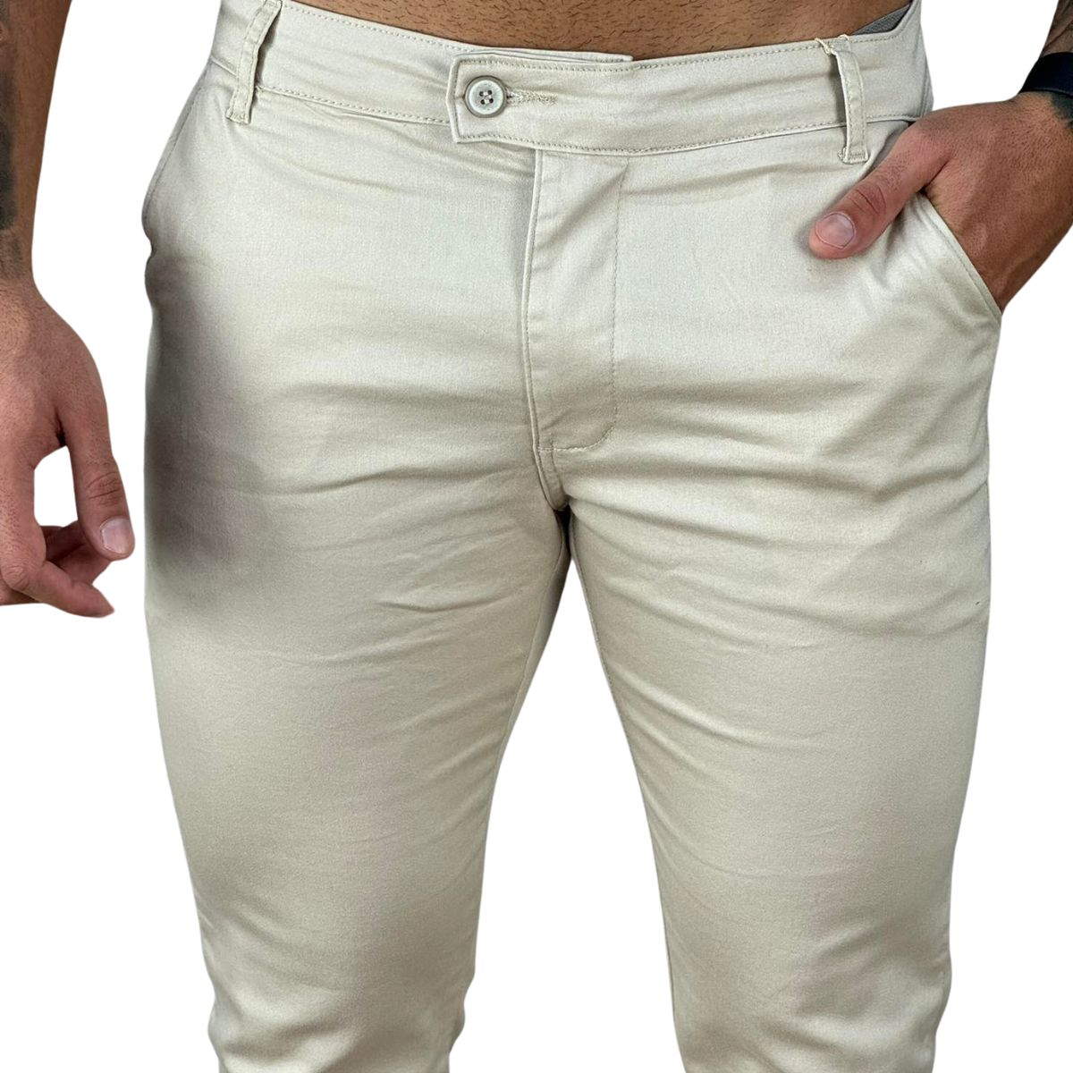 Calça Alfaiataria Creme Masculina Sknny - Truehero