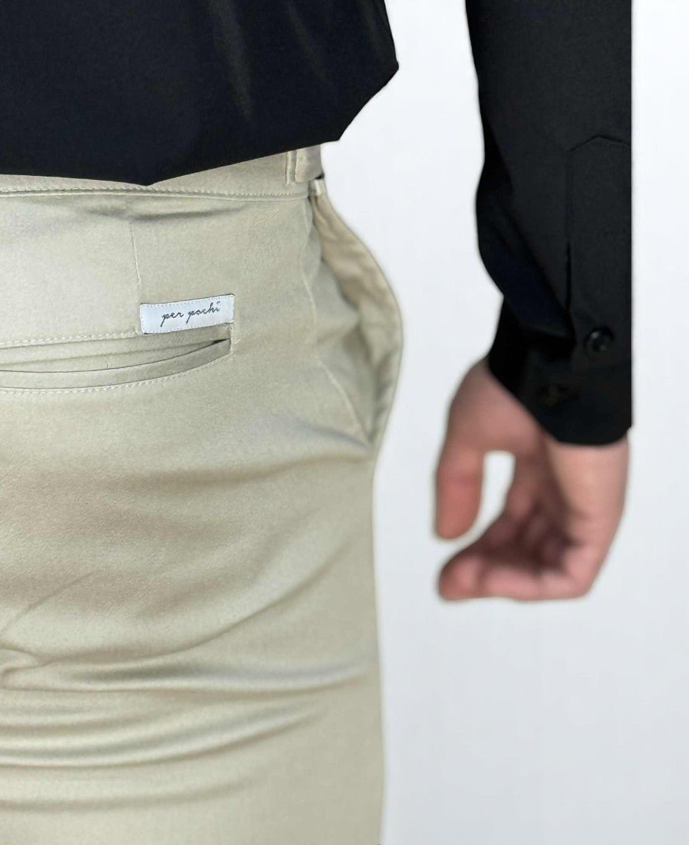 Calça Alfaiataria Areia Masculina Com Regulagem - Per Pochi