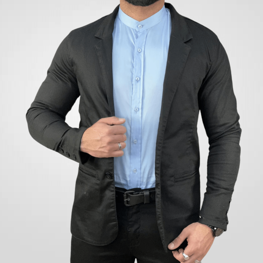 Blazer Preto Masculino Básico Acetinado - Paladho´s Jeans Wear