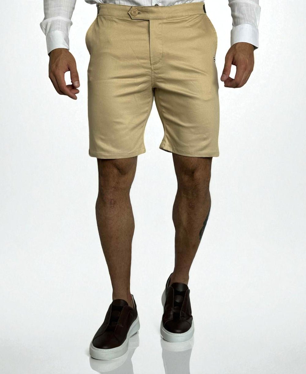 Bermuda Alfaiataria Areia com Regulagem Masculina - Per Pochi