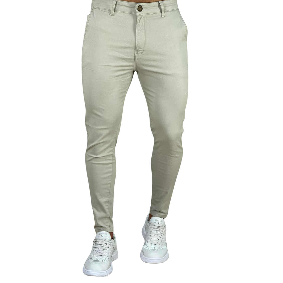 Calça Alfaiataria Bege Masculina Super Skinny - Codi Jeans