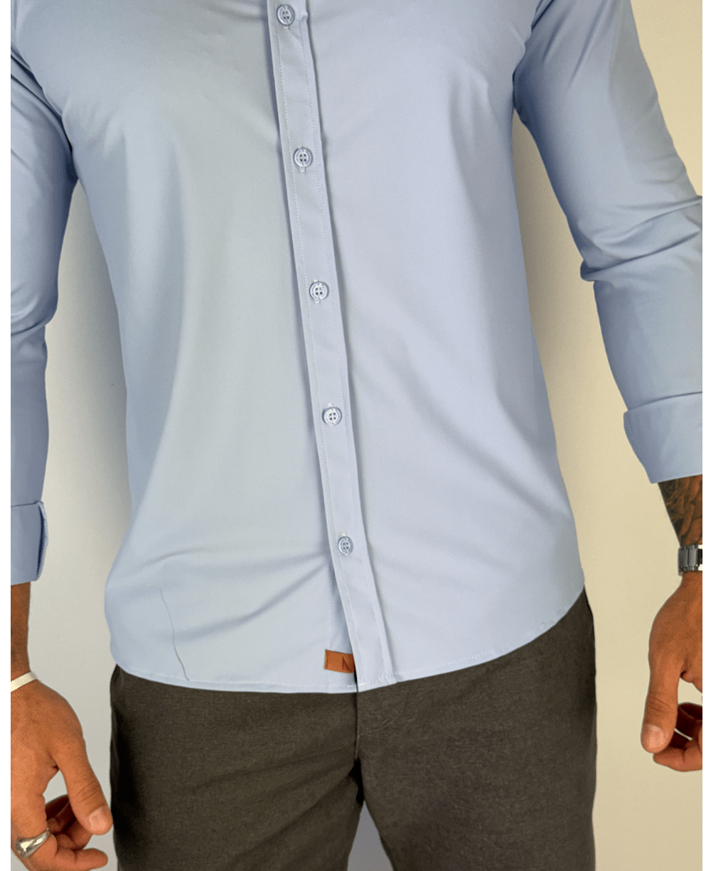 Camisa Social Manga longa Azul Fibra de Bambu - Paladhos