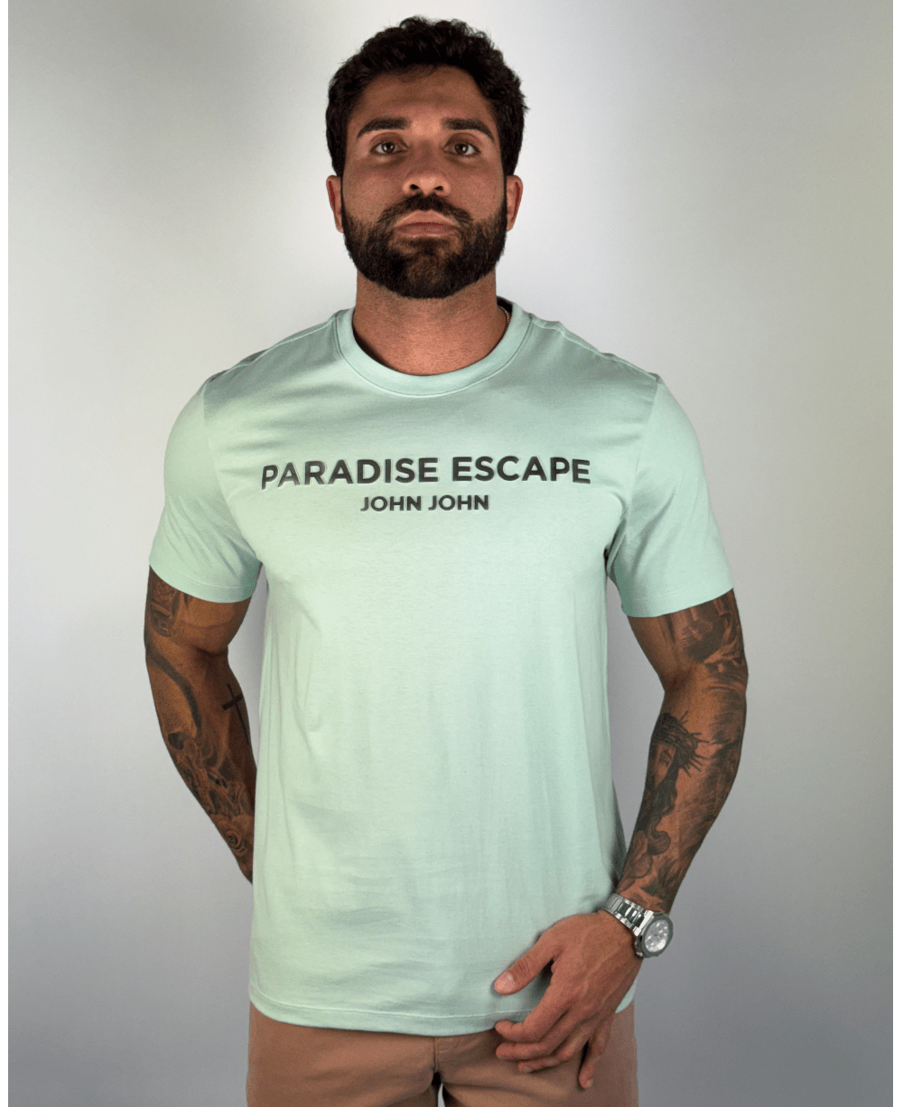 Camiseta Regular Fit Paradise Escape Verde Água - John John