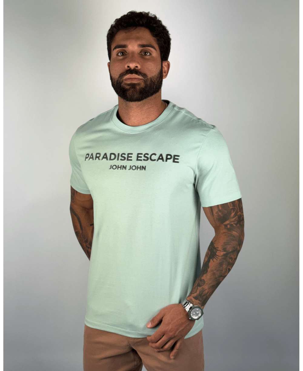 Camiseta Regular Fit Paradise Escape Verde Água - John John