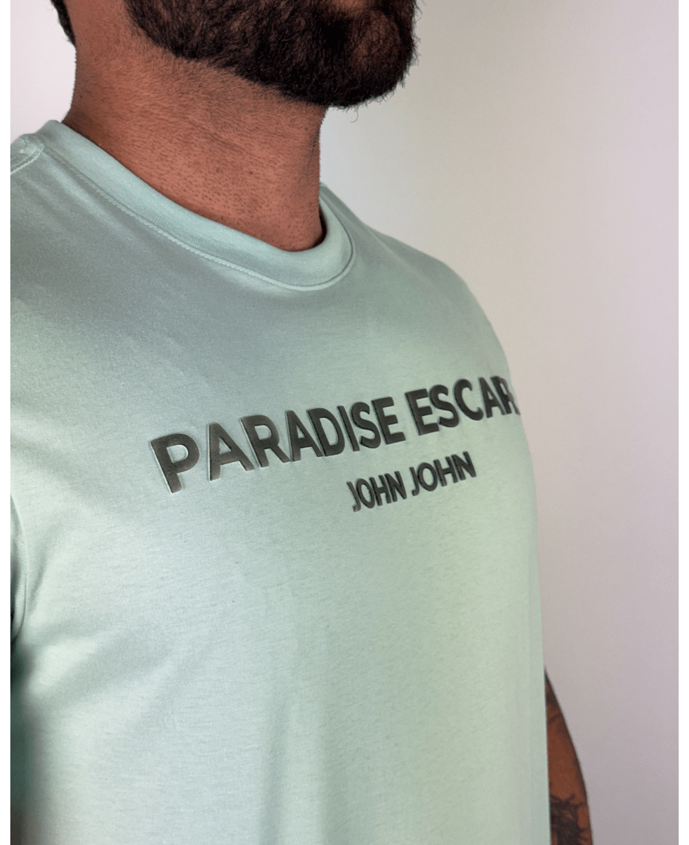 Camiseta Regular Fit Paradise Escape Verde Água - John John