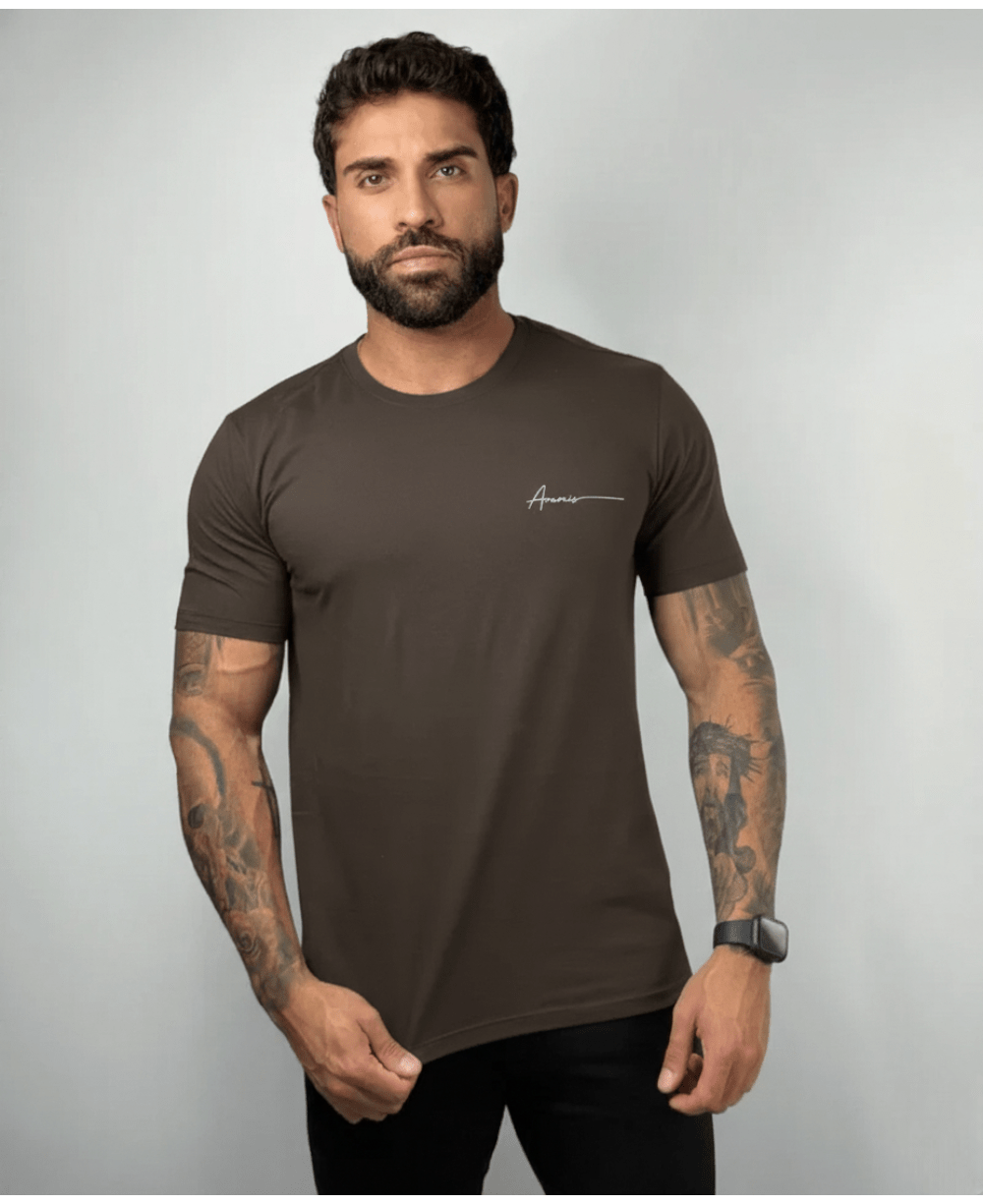 Camiseta Café Masculina Malha Regular - Aramis