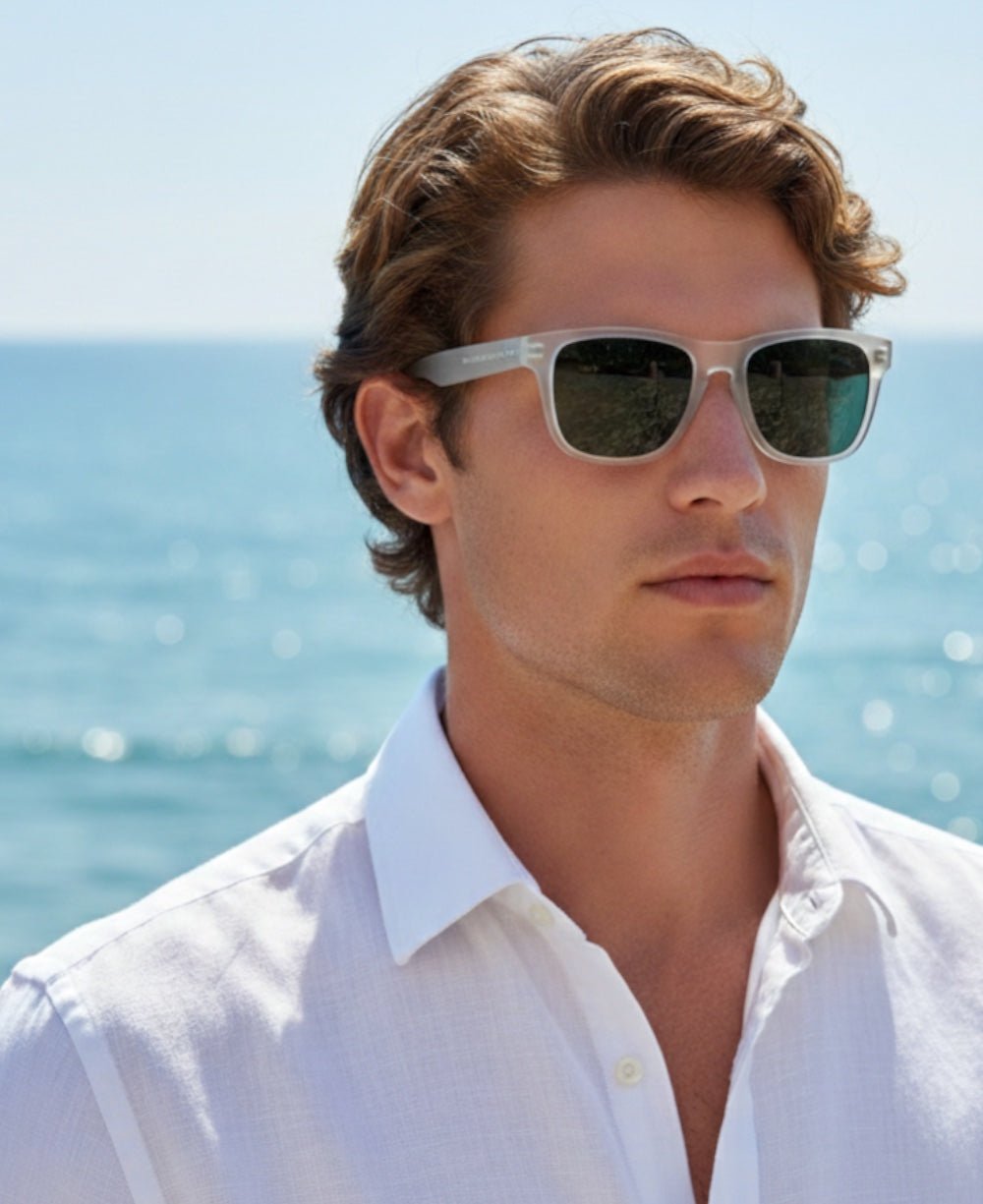 Óculos de Sol Transparente Masculino Polarizado Fosco com Lente Escura - Olu'Olu Sunglass