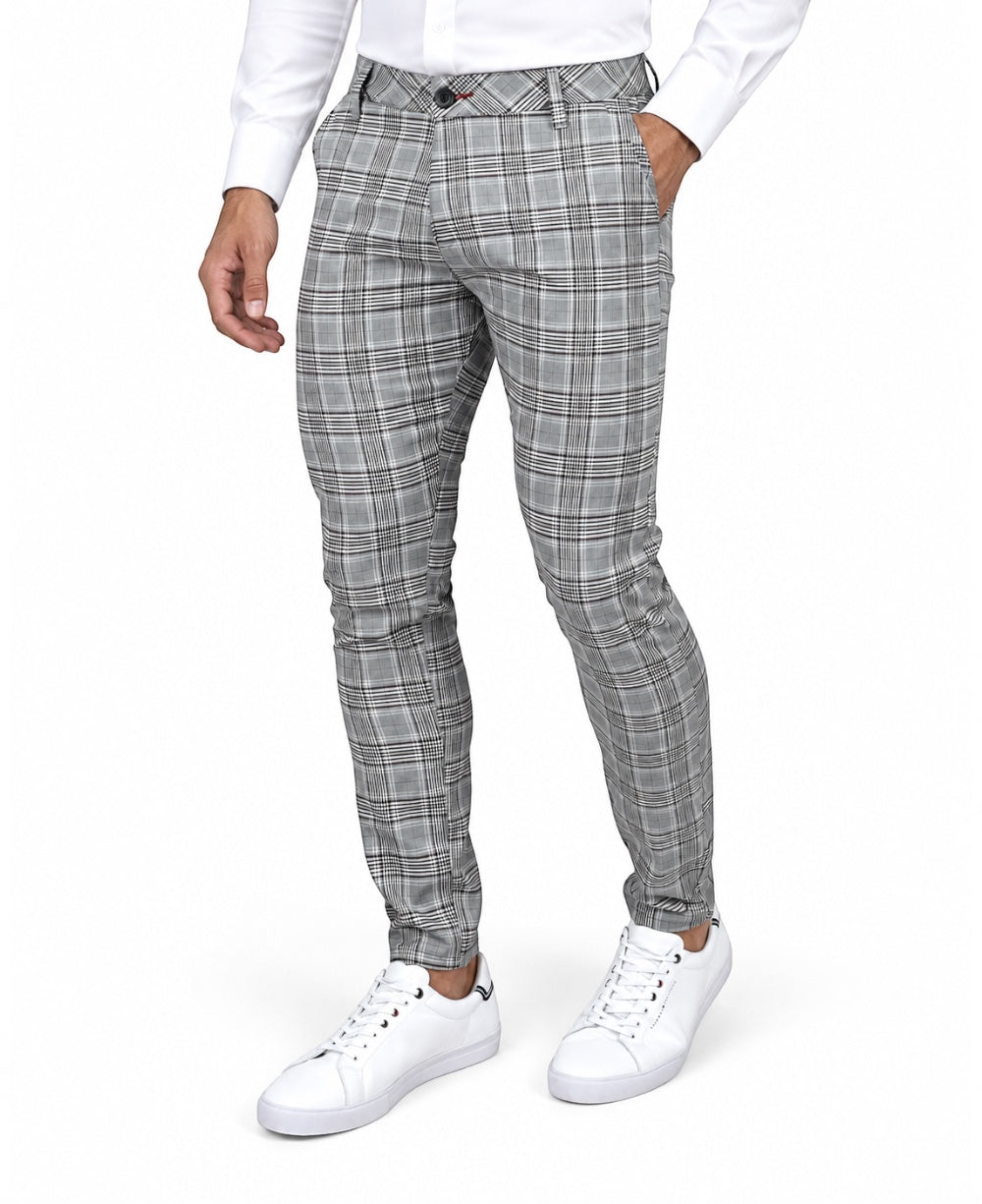 Calça Alfaiataria Cinza Masculina Xadrez - Paladho´s Jeans