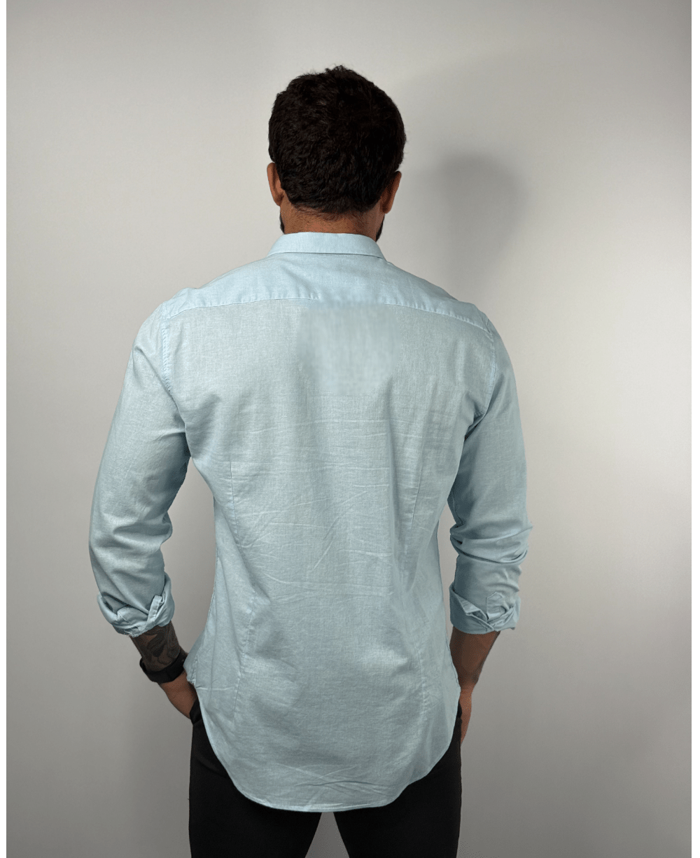 Camisa Linen Azul Bebê Masculino Linho - Per Pochi