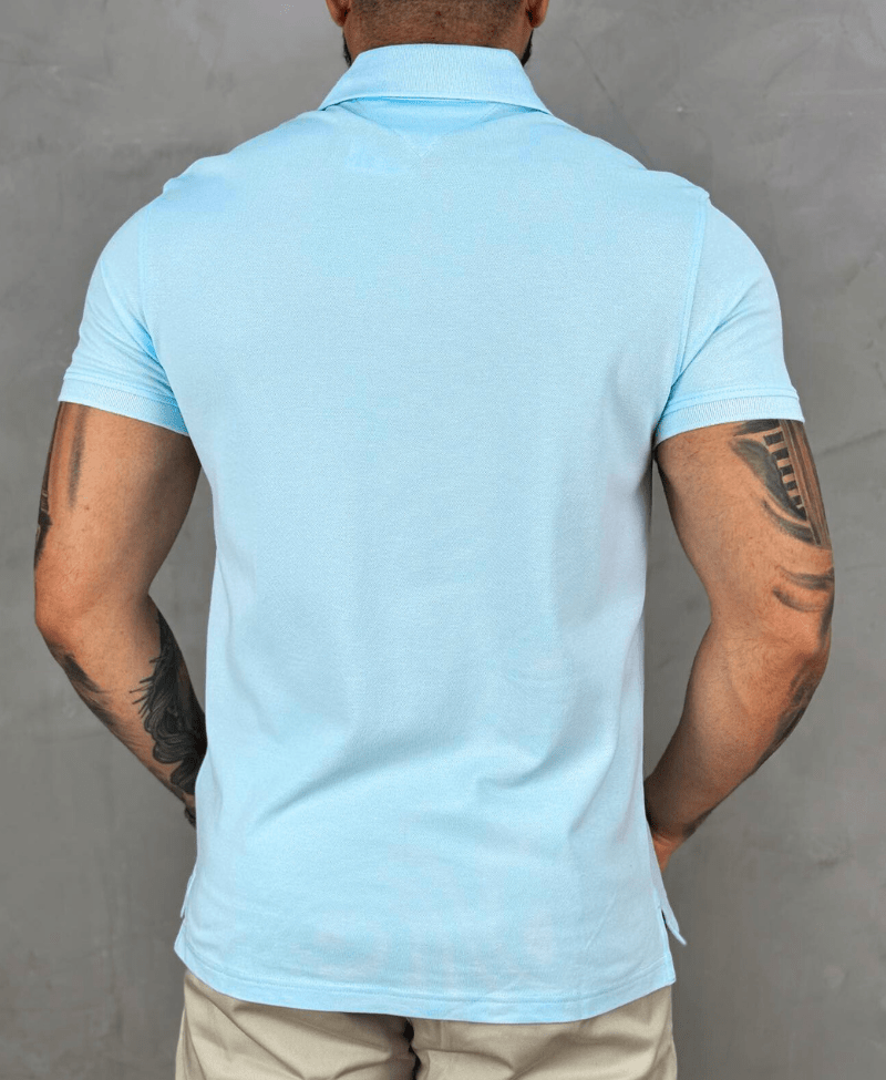 Camisa Polo Azul Claro Masculina 1985 Slim Fit - Tommy Hilfiger