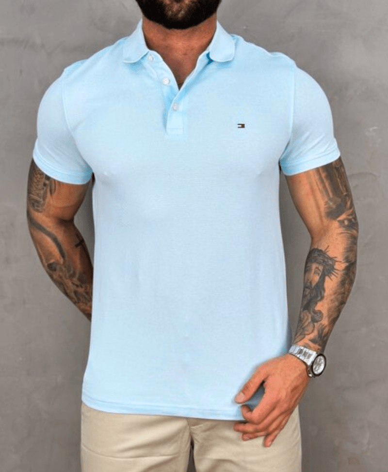 Camisa Polo Azul Claro Masculina 1985 Slim Fit - Tommy Hilfiger