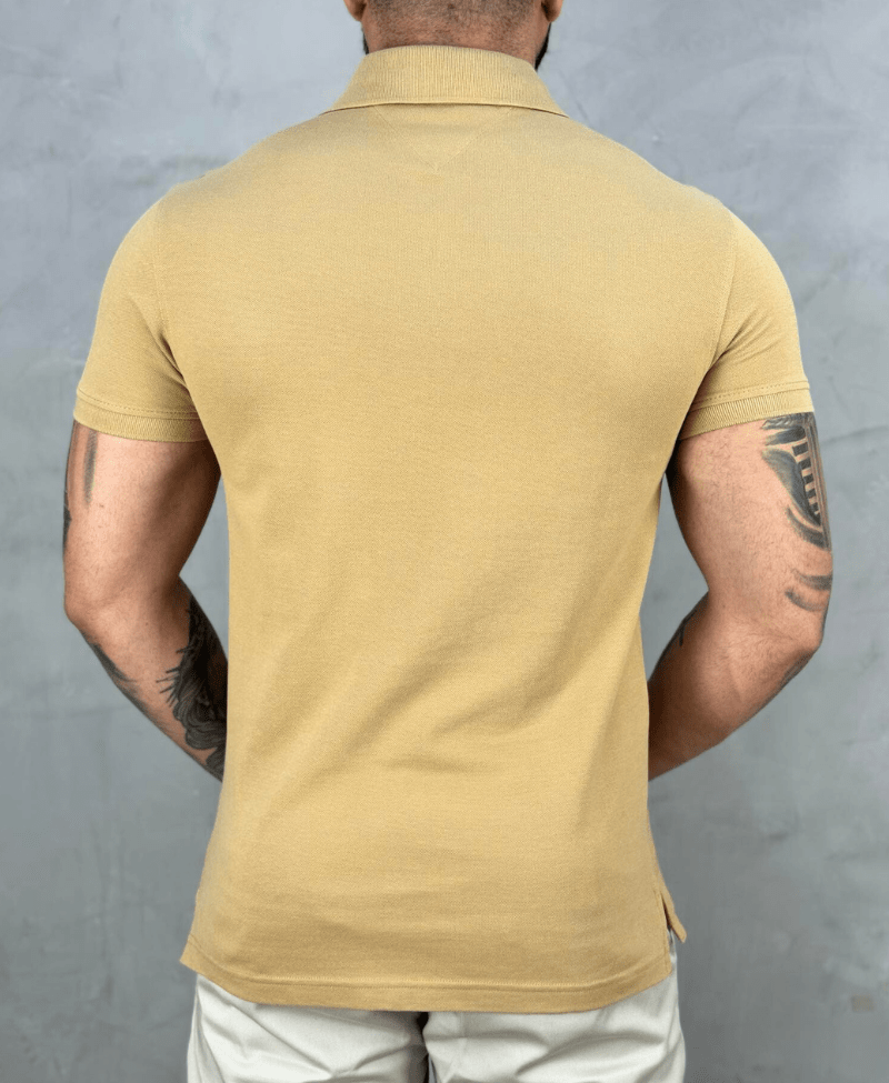 Camisa Polo Bege Masculina 1985 Slim Fit - Tommy Hilfiger