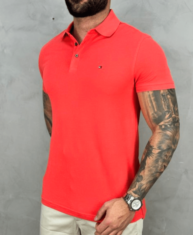 Camisa Polo Coral Masculina 1985 Slim Fit - Tommy Hilfiger