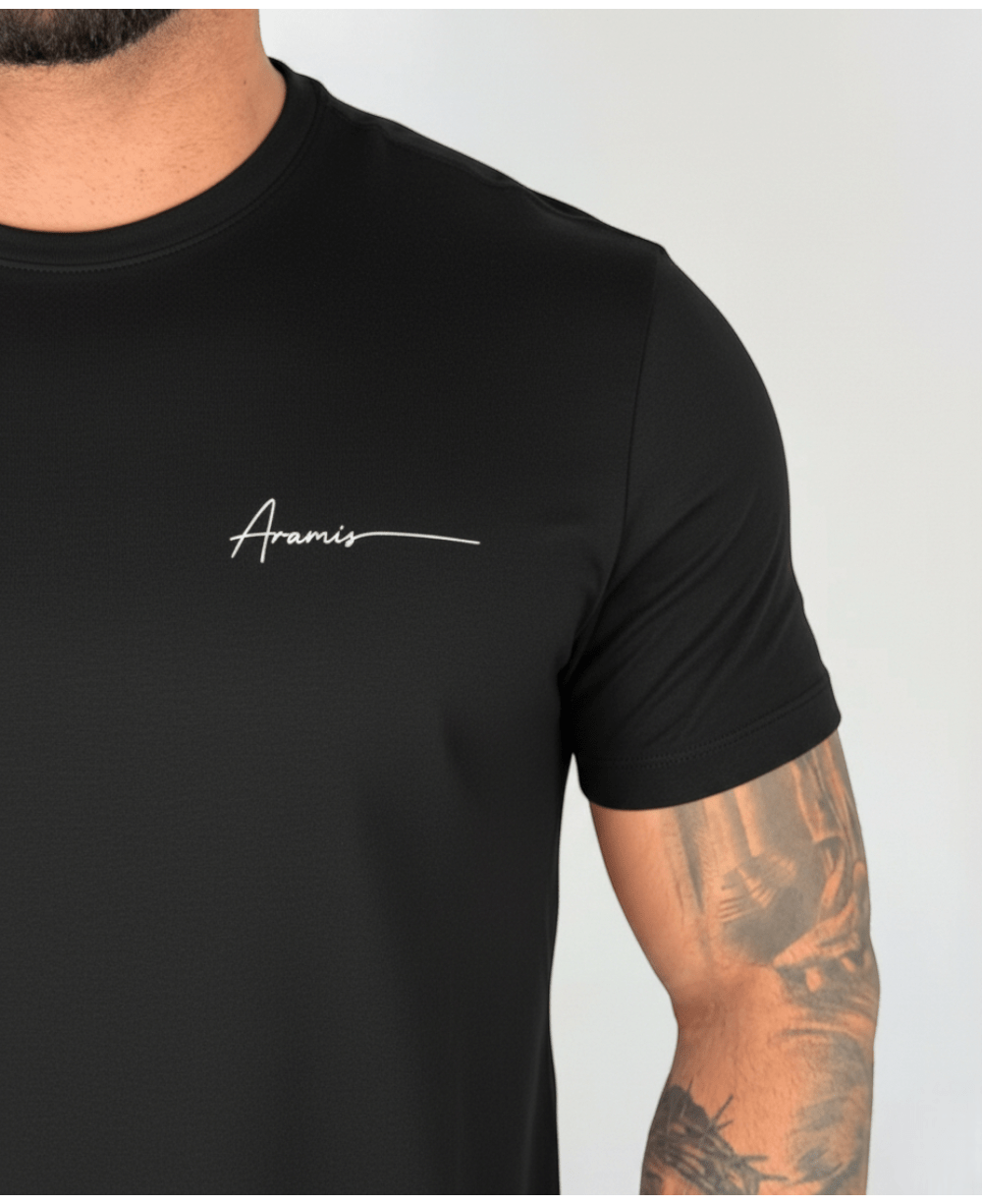 Camiseta Masculina Preto Malha Regular - Aramis