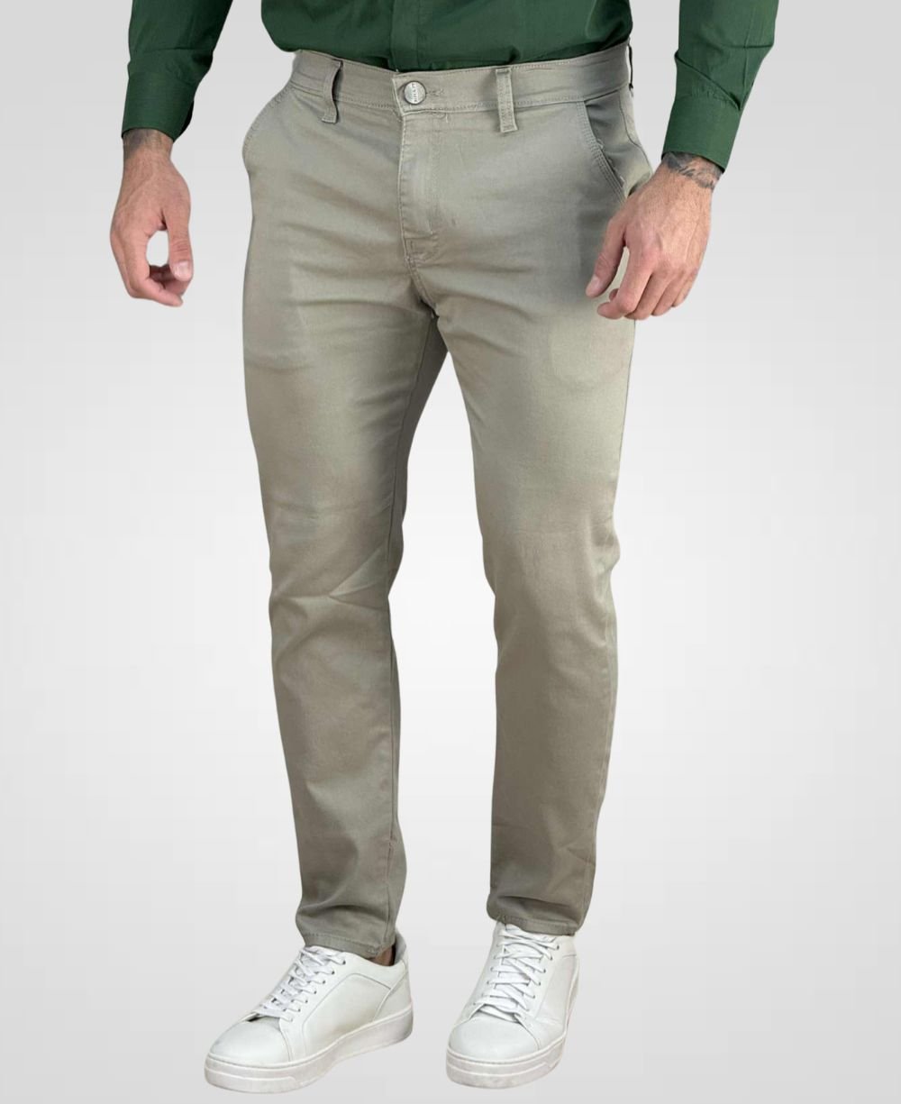 Calça Alfaiataria Caqui Masculino com Lycra - Rota 77