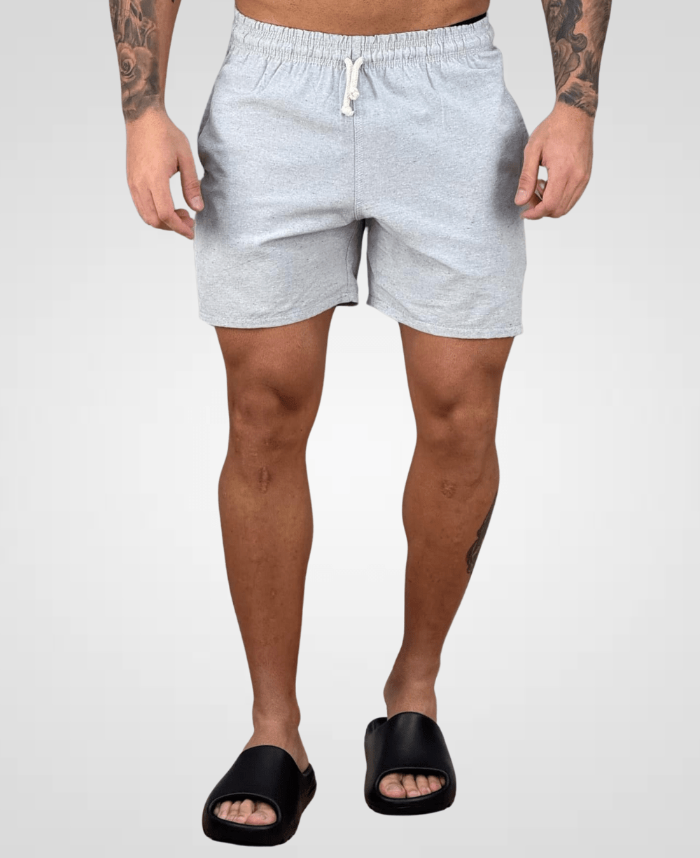 Shorts de Linho Cinza Masculina Lisa - Afri.co