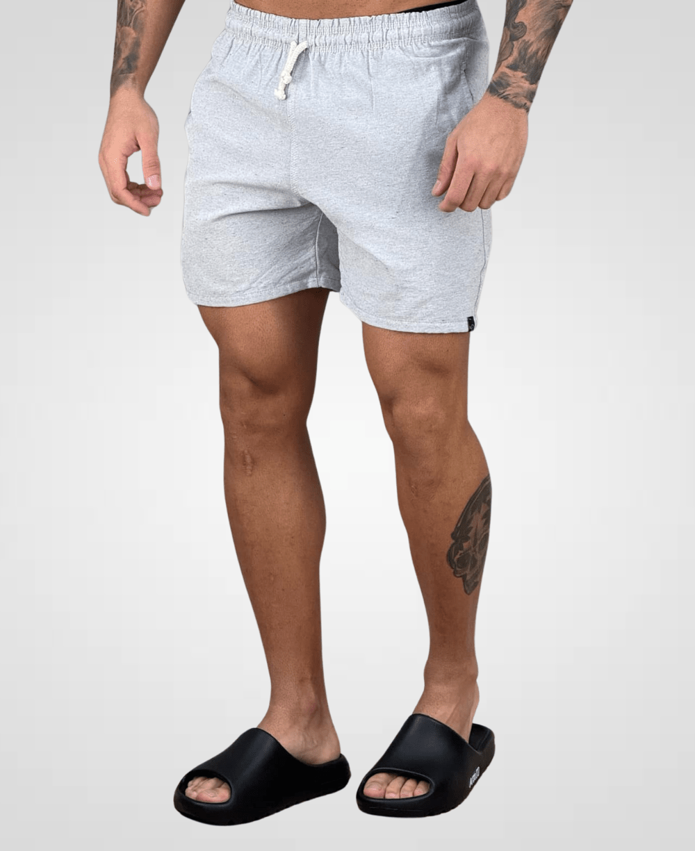 Shorts de Linho Cinza Masculina Lisa - Afri.co
