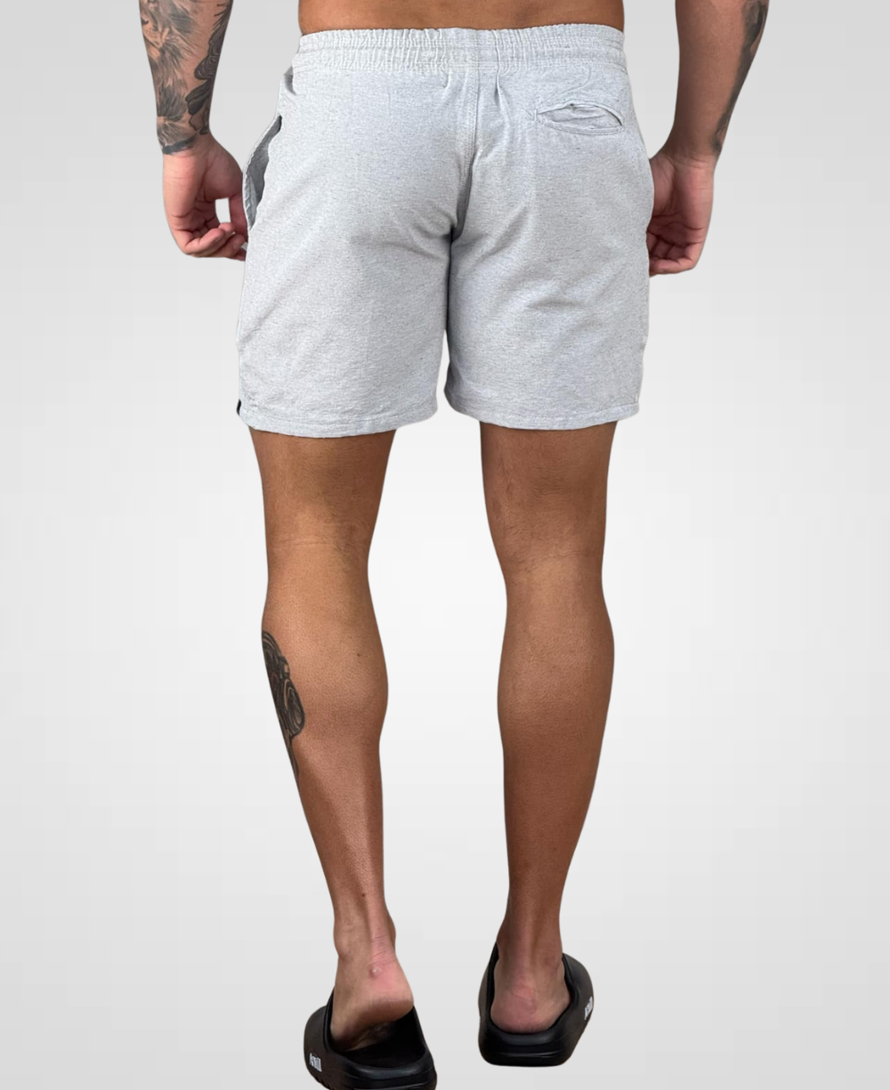 Shorts de Linho Cinza Masculina Lisa - Afri.co