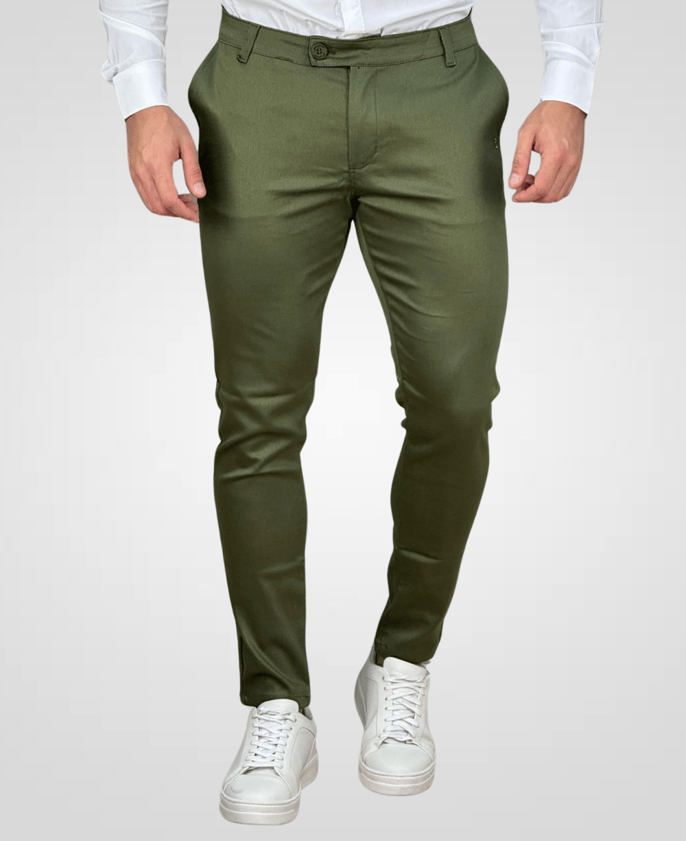 Calça Alfaiataria Verde Militar Masculina Transpassado - Per Pochi