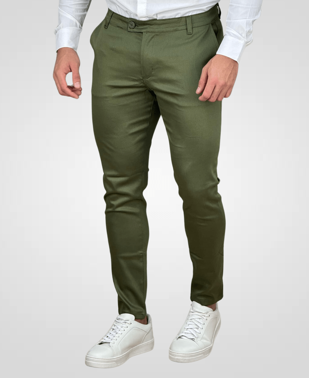 Calça Alfaiataria Verde Militar Masculina Transpassado - Per Pochi