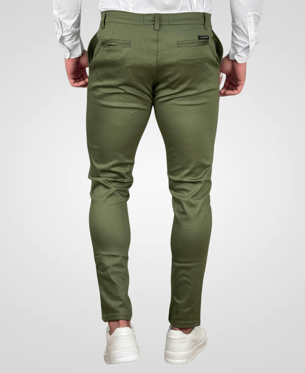 Calça Alfaiataria Verde Militar Masculina Transpassado - Per Pochi
