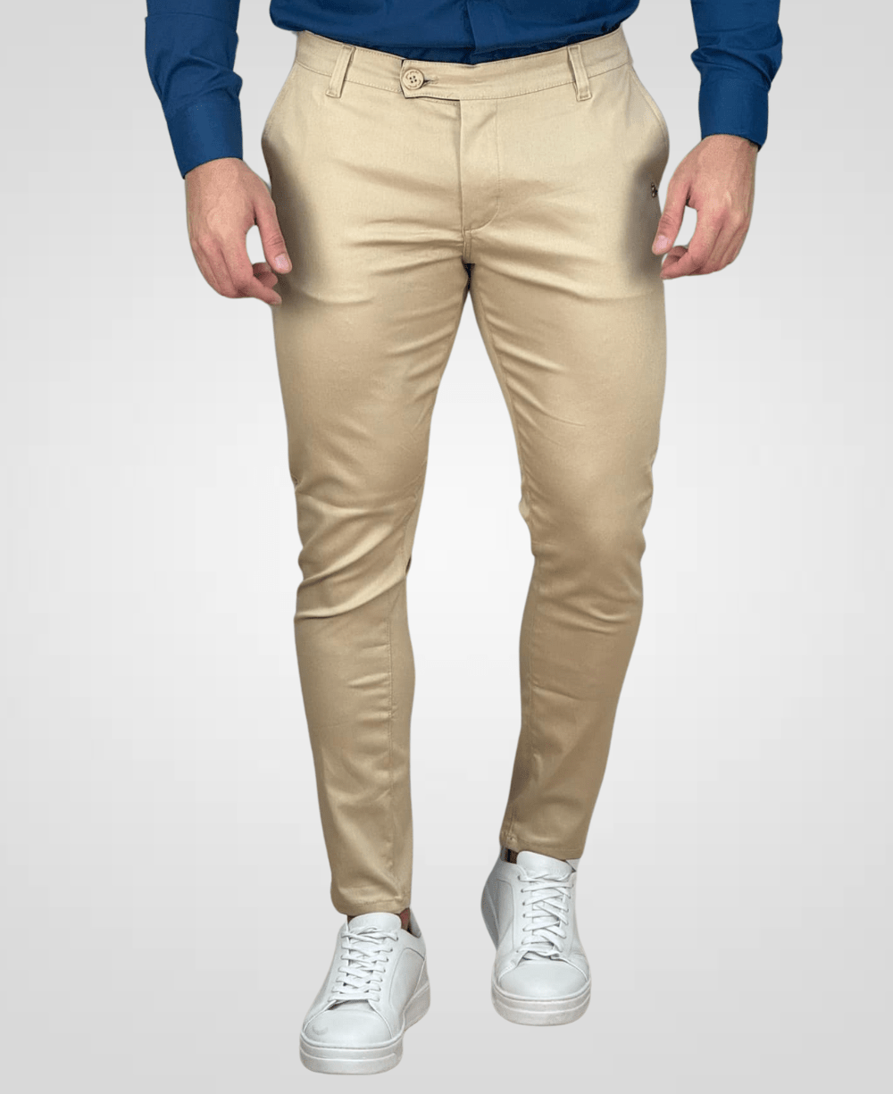 Calça Alfaiataria Bege Masculina Transpassado - Per Pochi