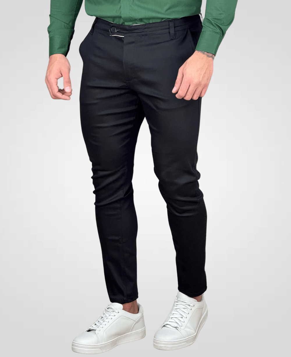 Calça Alfaiataria Preto Masculina Transpassado - Per Pochi