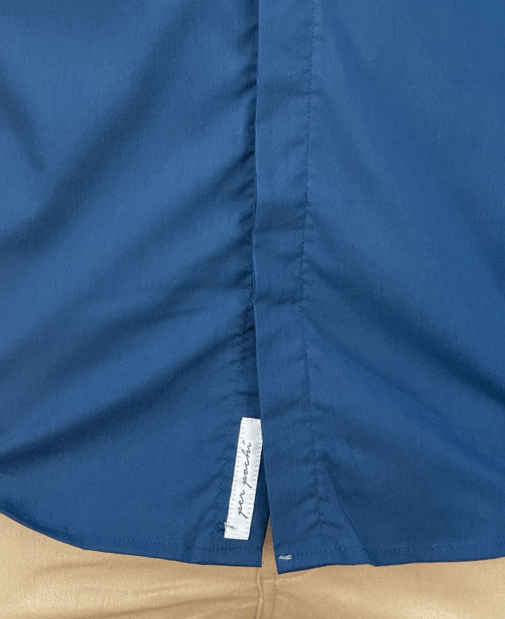 Camisa Social Azul Royal Masculina Acetinada - Per Pochi