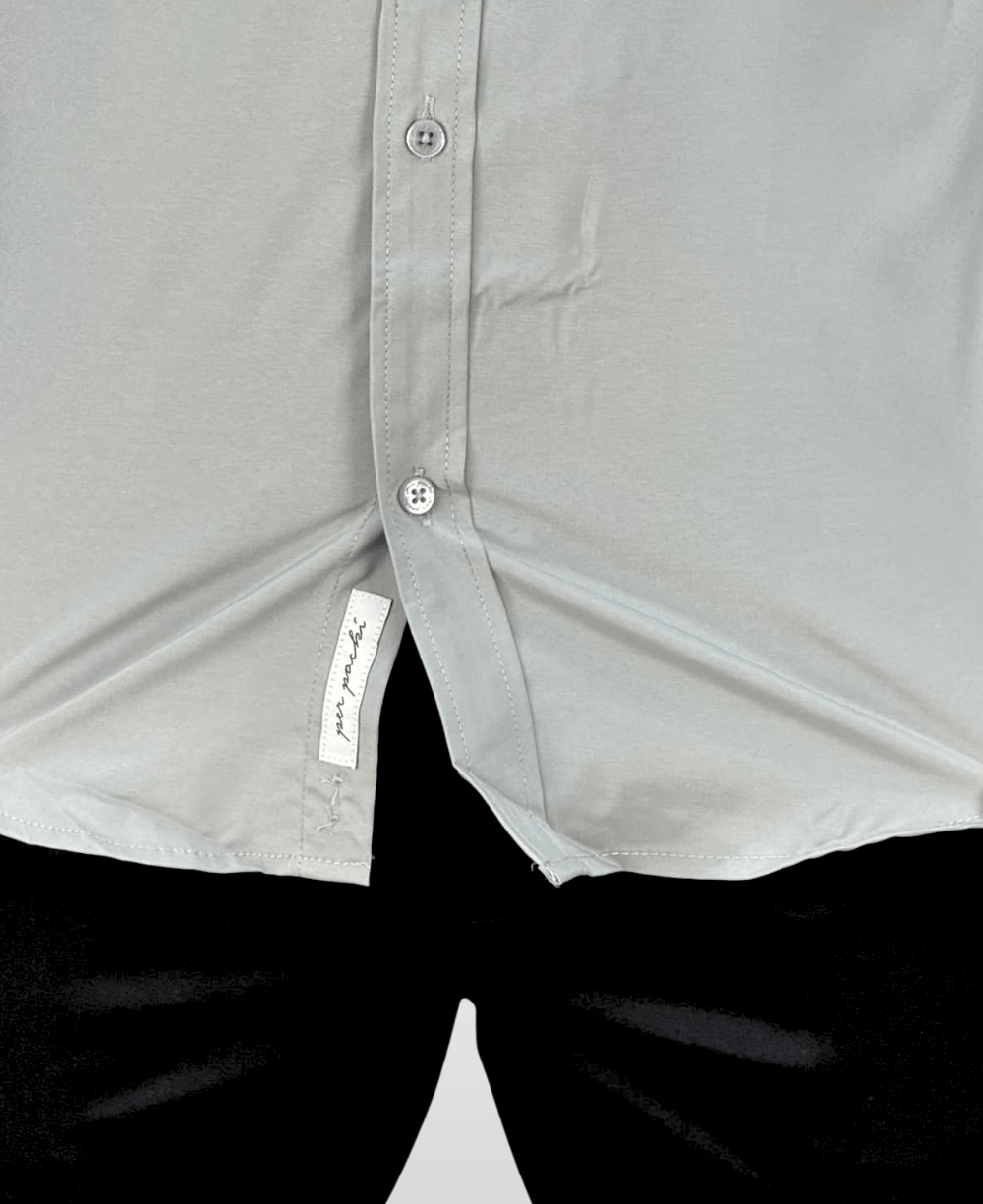 Camisa Social Cinza Claro Masculina Tecnológico - Per Pochi