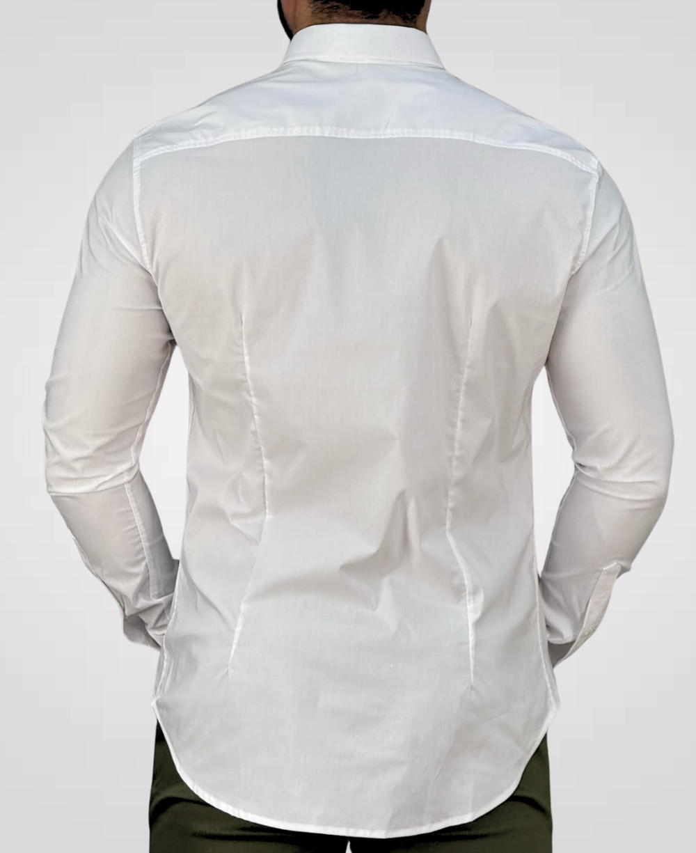 Camisa Social Branco Masculina Acetinada - Per Pochi