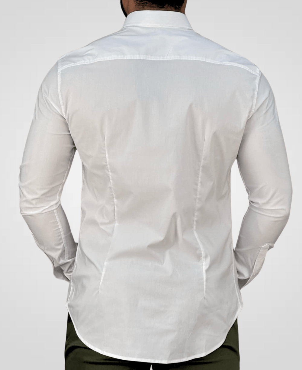 Camisa Social Branco Masculina Acetinada - Per Pochi