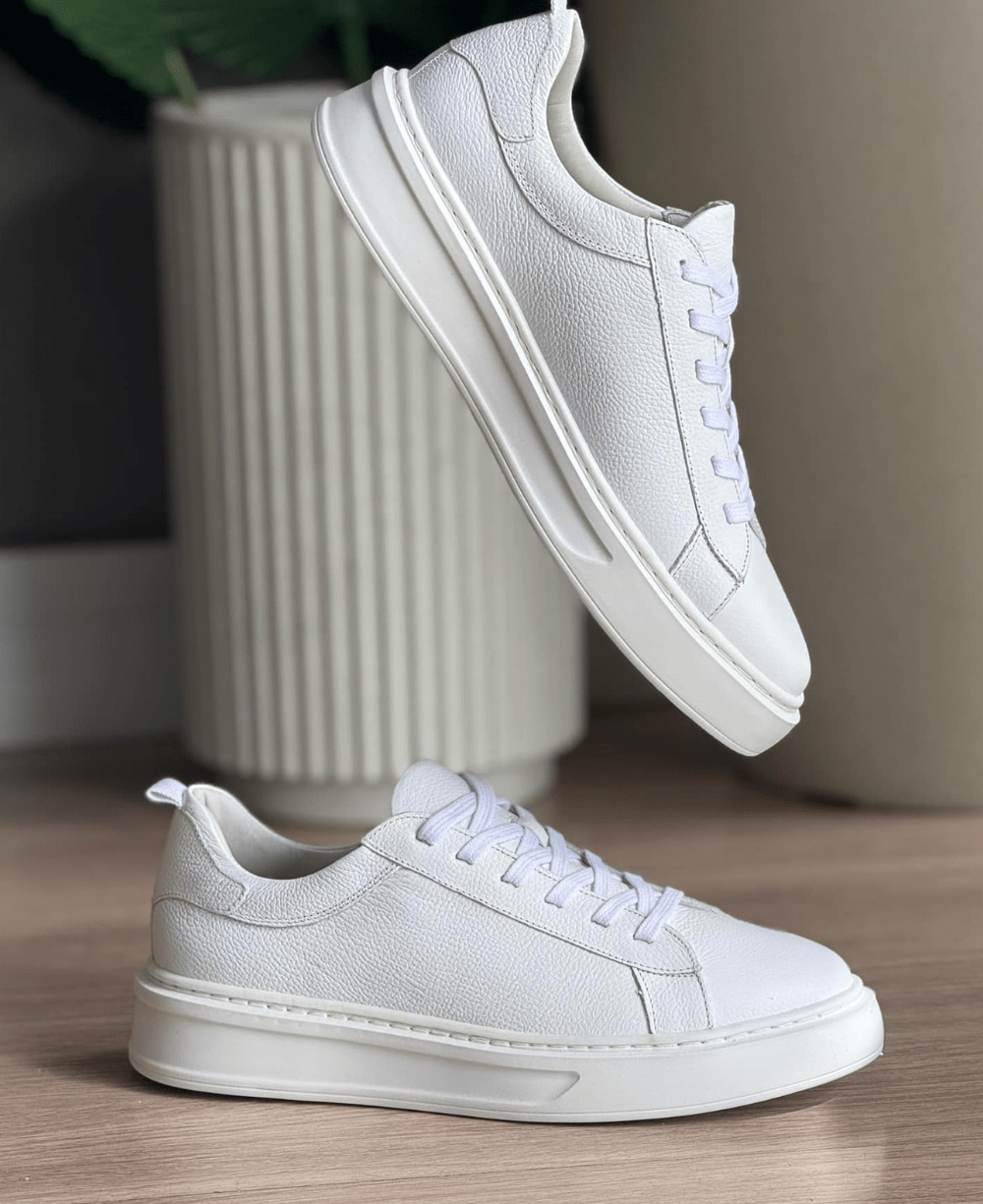 Tênis Branco Masculino De Couro Sintético Casual - Ideal Vest