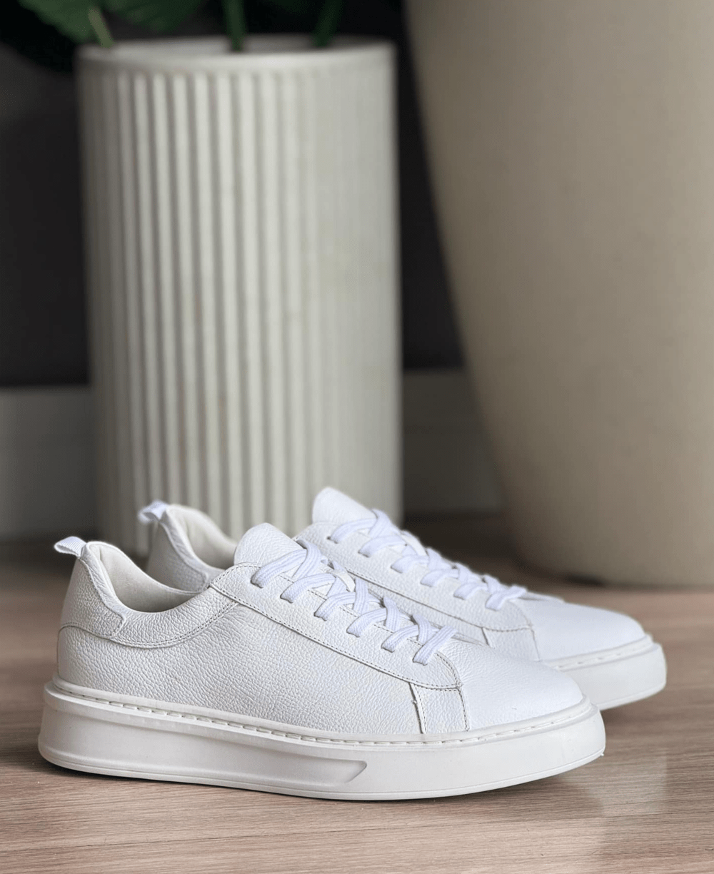 Tênis Branco Masculino De Couro Sintético Casual - Ideal Vest