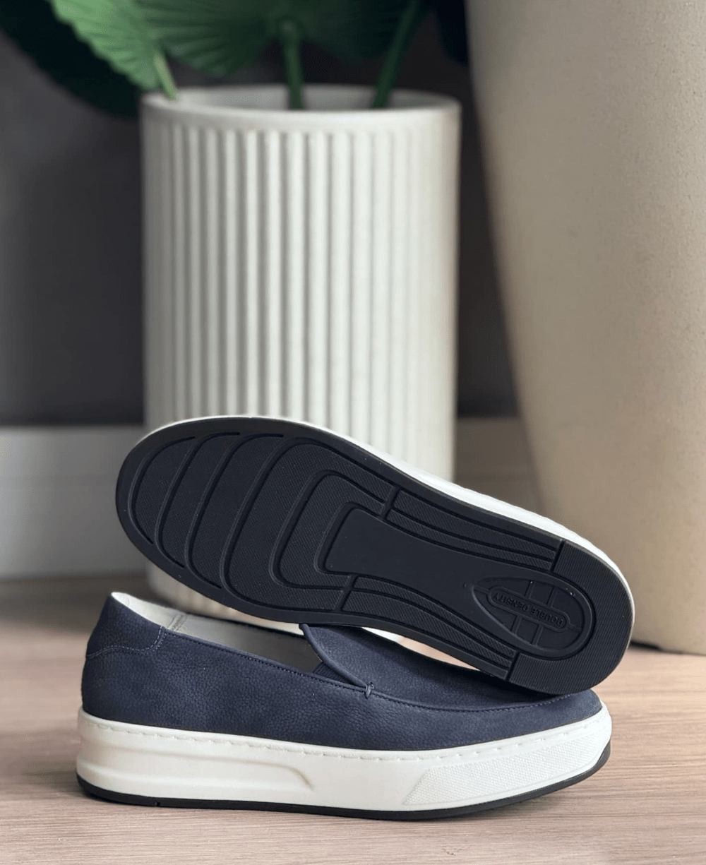 Slip On Azul Marinho Masculino De Couro - Ideal Vest Rouparia