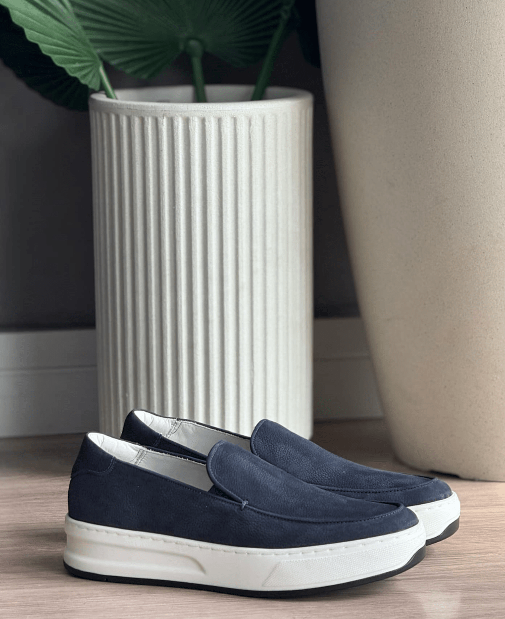 Slip On Azul Marinho Masculino De Couro - Ideal Vest Rouparia