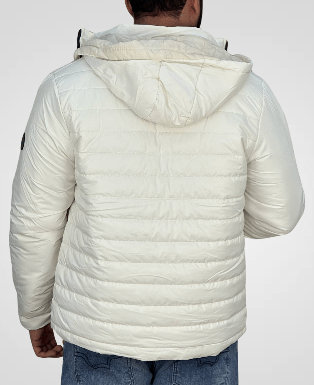 Jaqueta Puffer Branco Com Touca Masculina - Rock & Soda