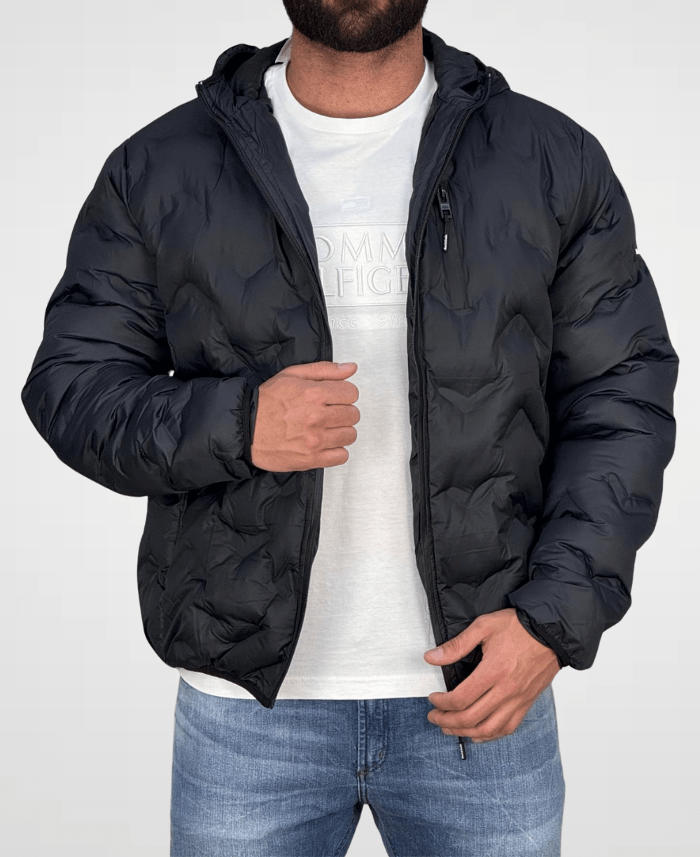 Jaqueta Puffer Preto Com Touca Masculina - Rock & Soda