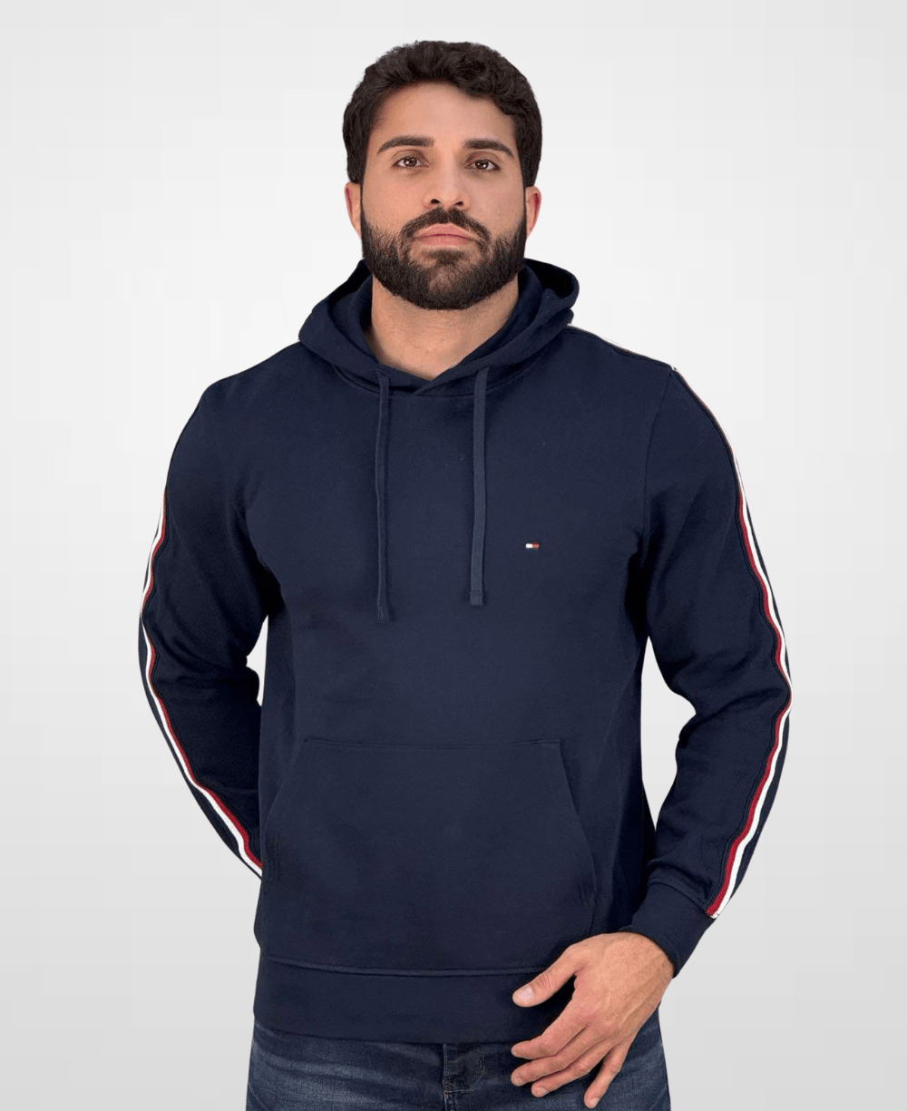 Moletom Azul Marinho Masculino Global Stripe Hoody - Tommy Hilfiger