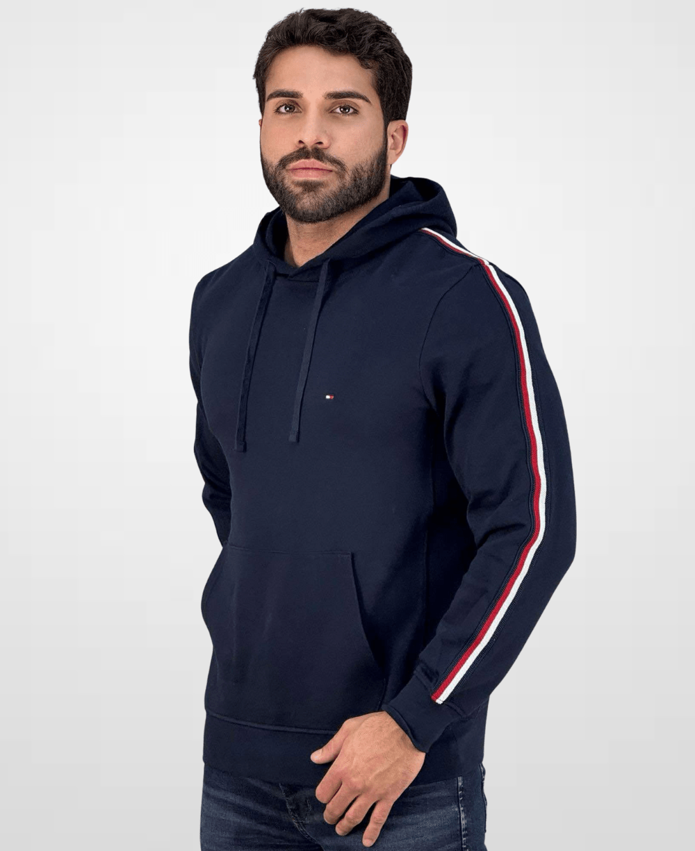 Moletom Azul Marinho Masculino Global Stripe Hoody - Tommy Hilfiger