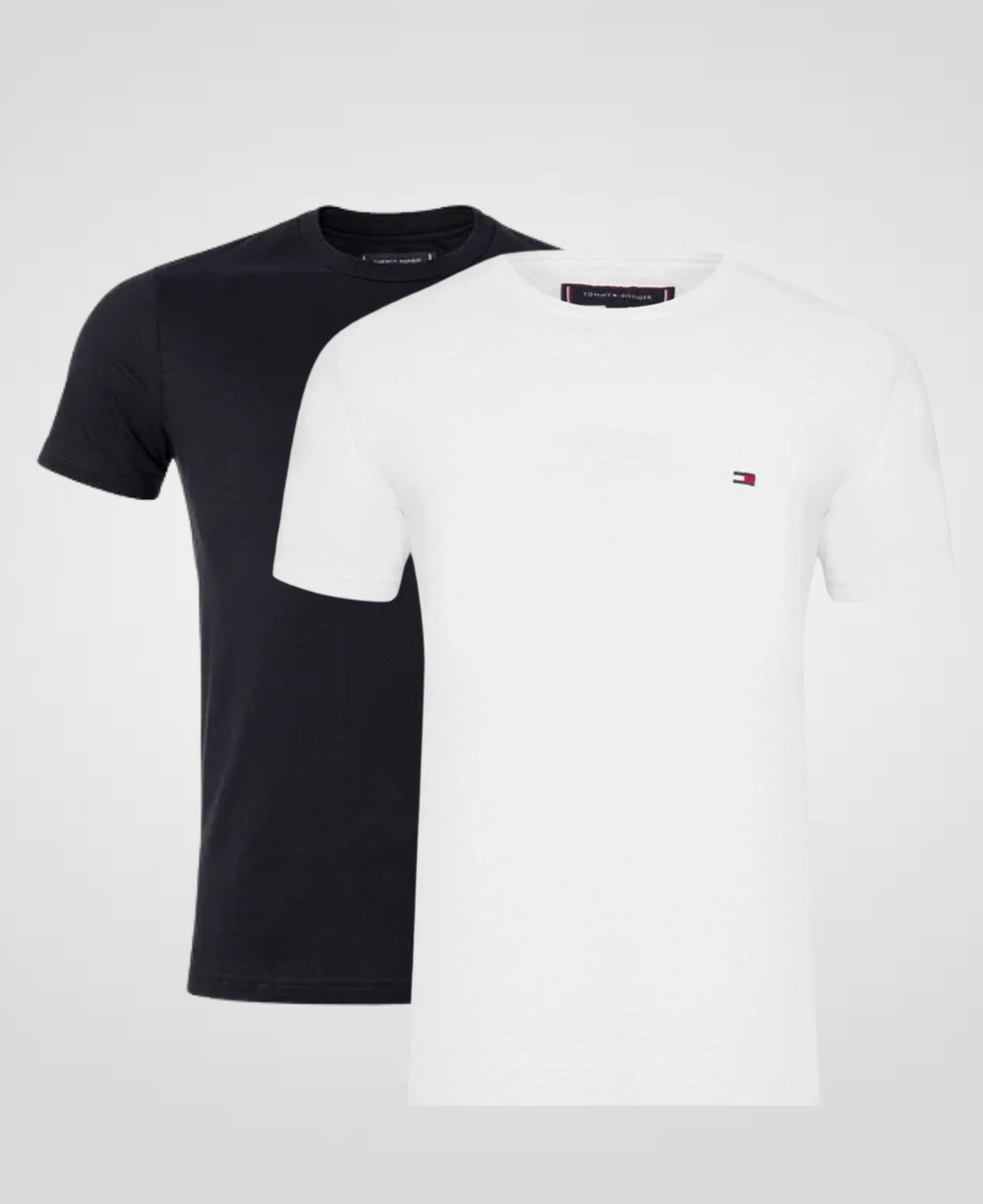 Kit 2 Camisetas Preto e Branco Masculino Pima - Tommy Hilfiger