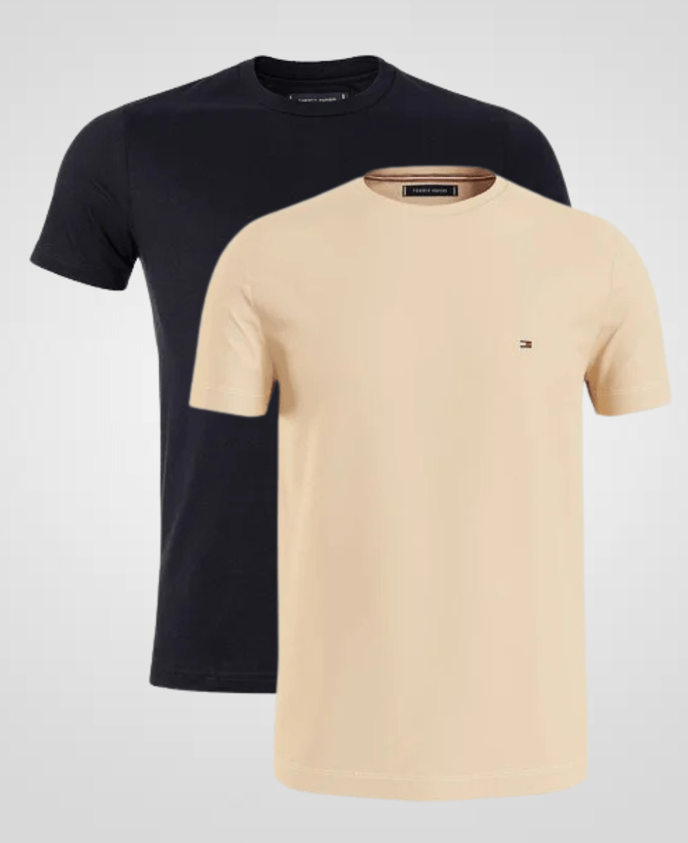 Kit 2 Camisetas Caqui e Preto Masculino Básica - Tommy Hilfiger
