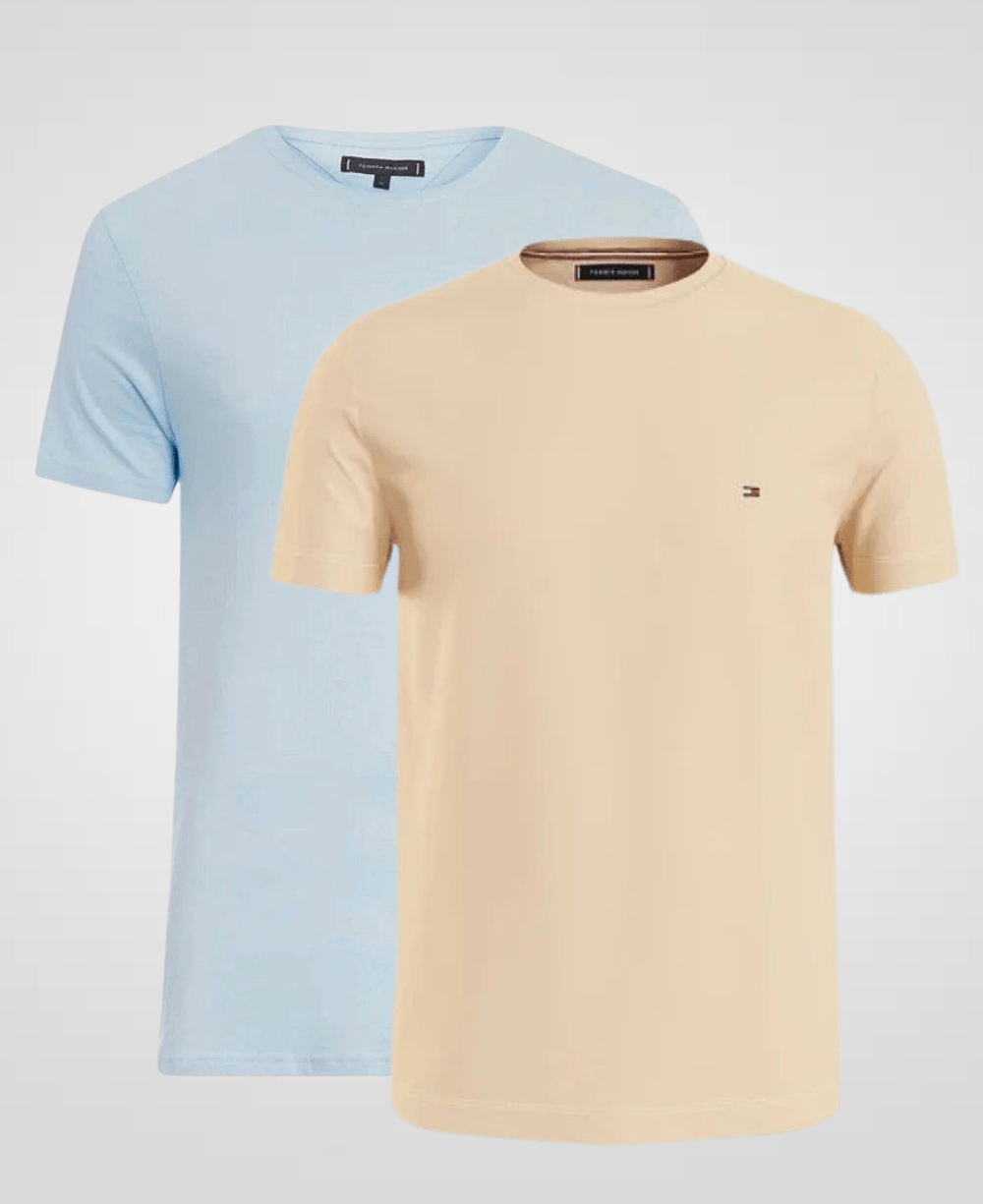 Kit 2 Camisetas Caqui e Azul Bebe Masculino Básica - Tommy Hilfiger